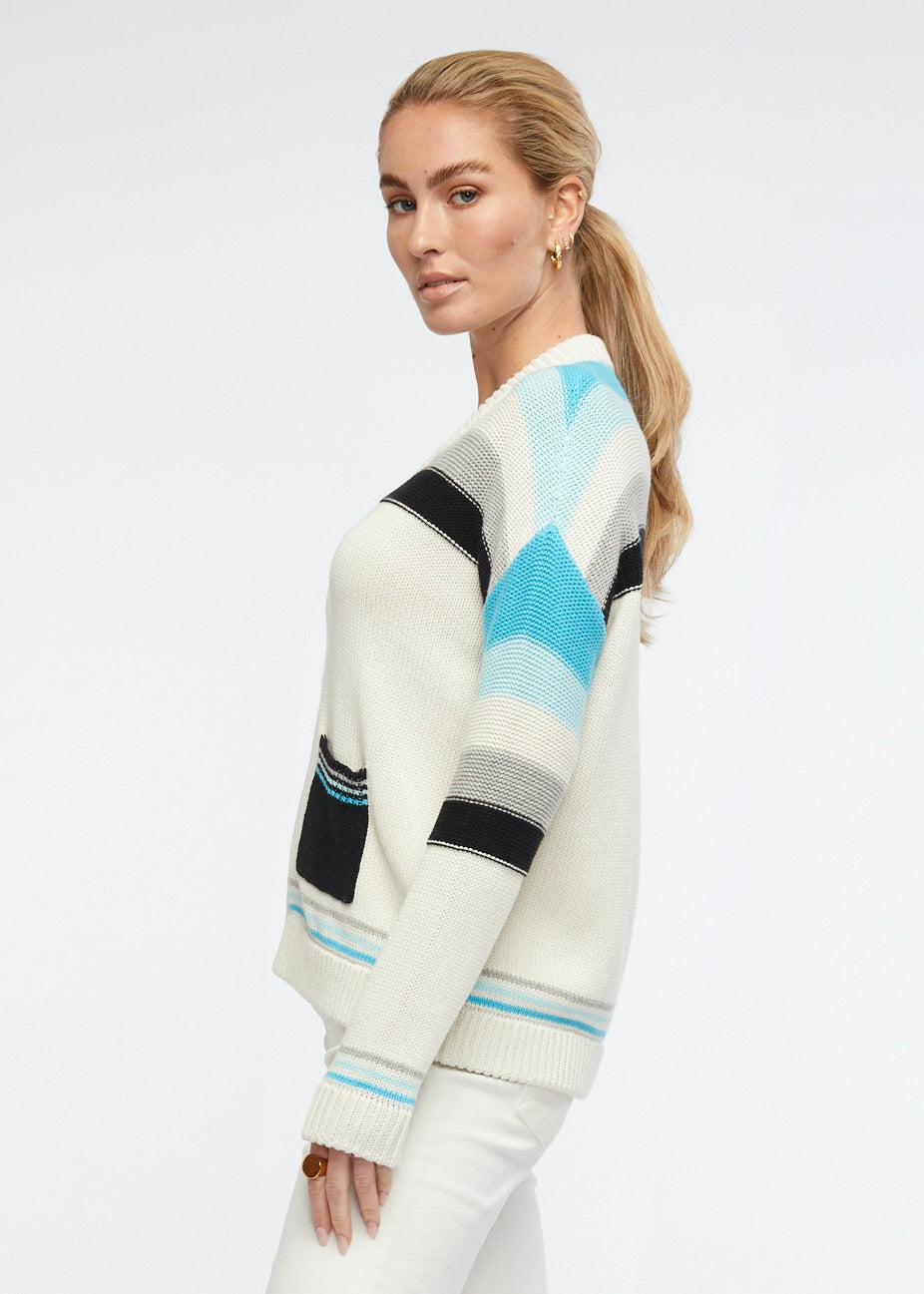 Chunky Cotton Zip Up- Snow