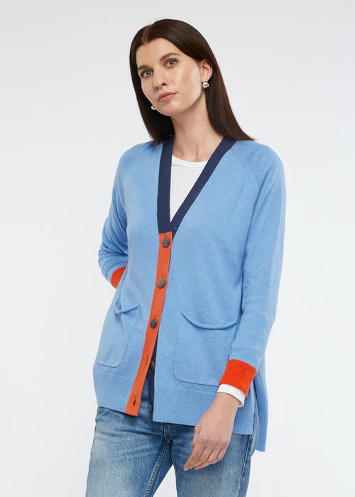 Zaket & Plover Collage Cardigan in Chambray Combo