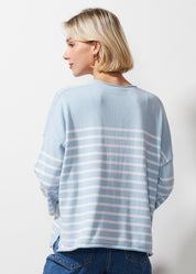 Breton Stripe V Knit- Sky