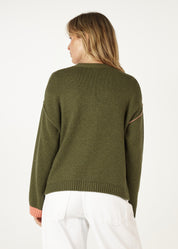 Birdseye Pocket Cardigan- Olive