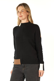 Colour Block Trim Jumper- Black