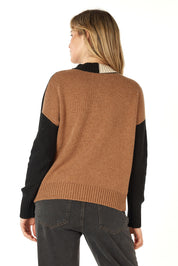 Colour Block Trim Jumper- Black