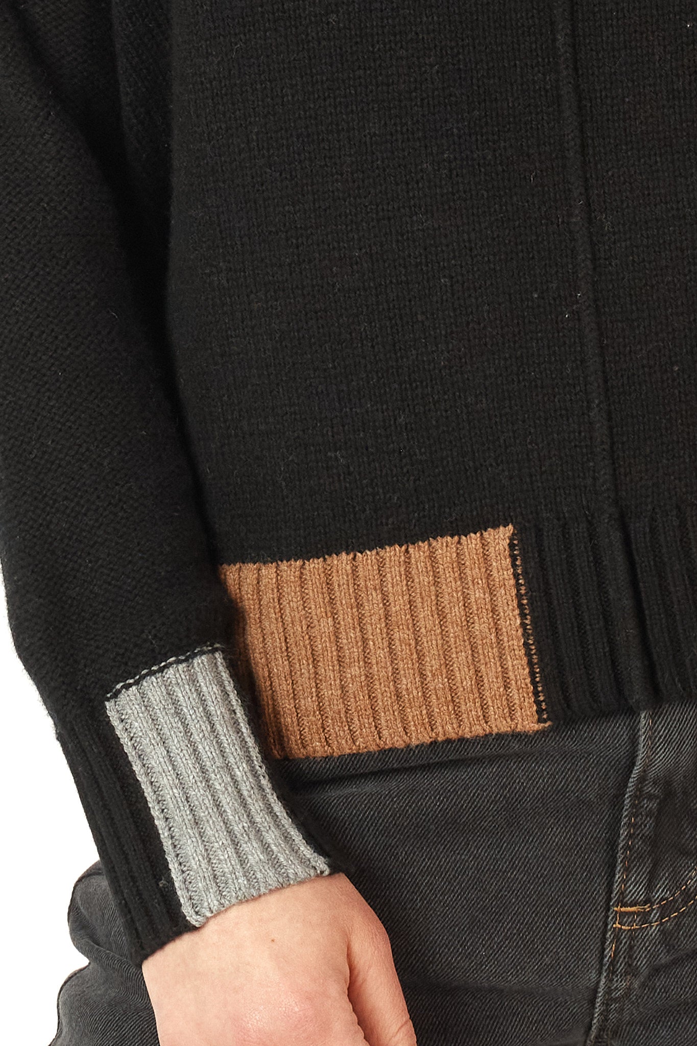 Colour Block Trim Jumper- Black