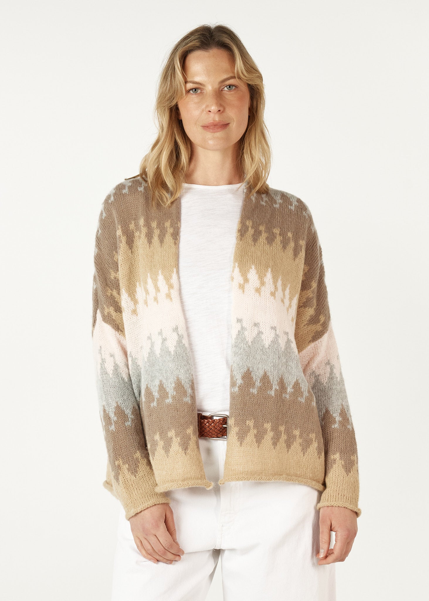 Mountain Peaks Cardigan- Fawn