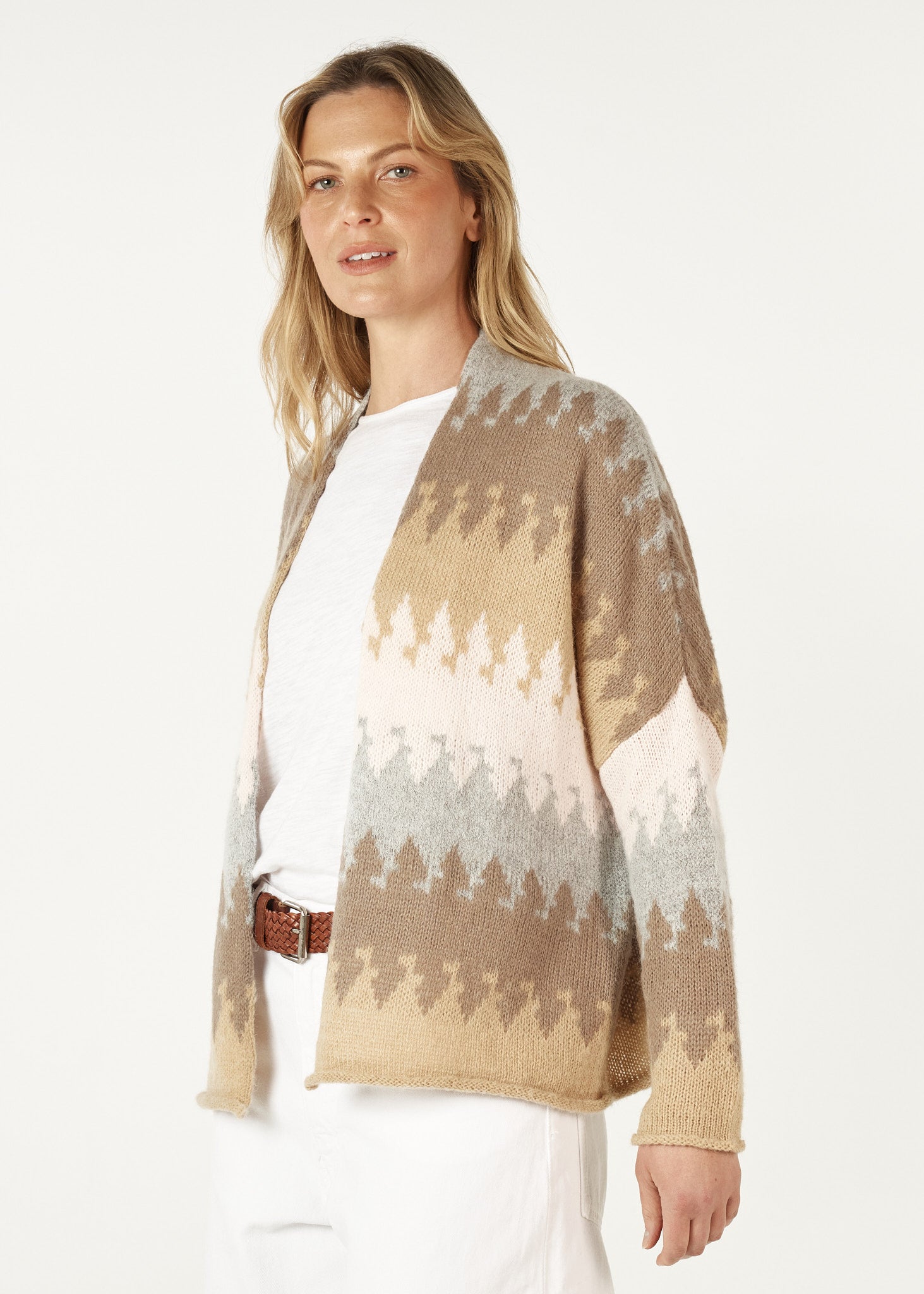 Mountain Peaks Cardigan- Fawn