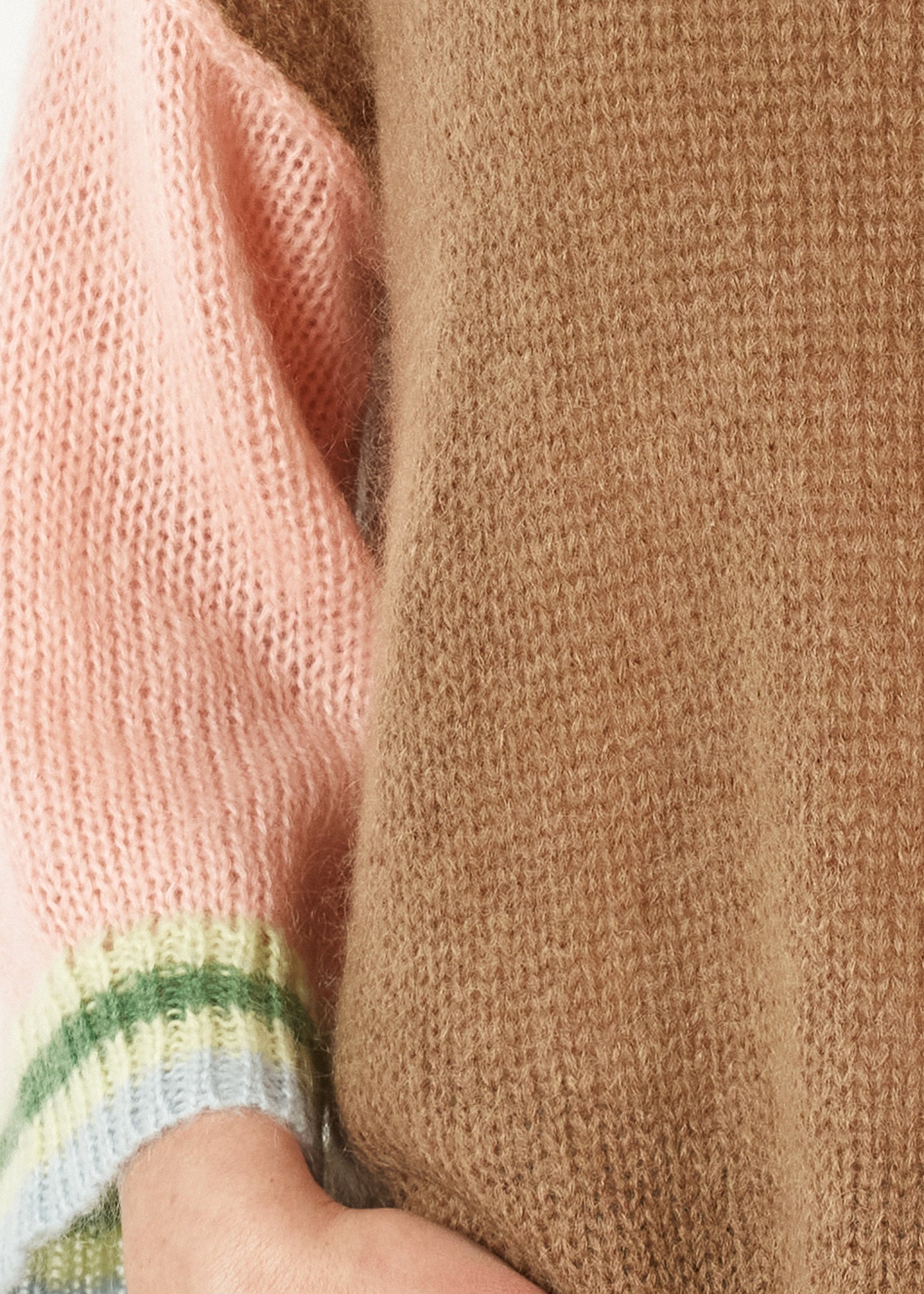 Mohair Colour Block Jumper- Caramel