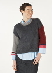 Mohair Colour Block Jumper- Charcoal