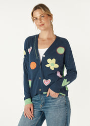 Zaket & Plover Happy Cashmere Cardigan in Denim