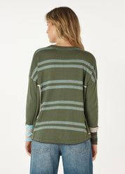 Birdseye Trim Jumper- Olive