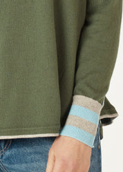 Birdseye Trim Jumper- Olive