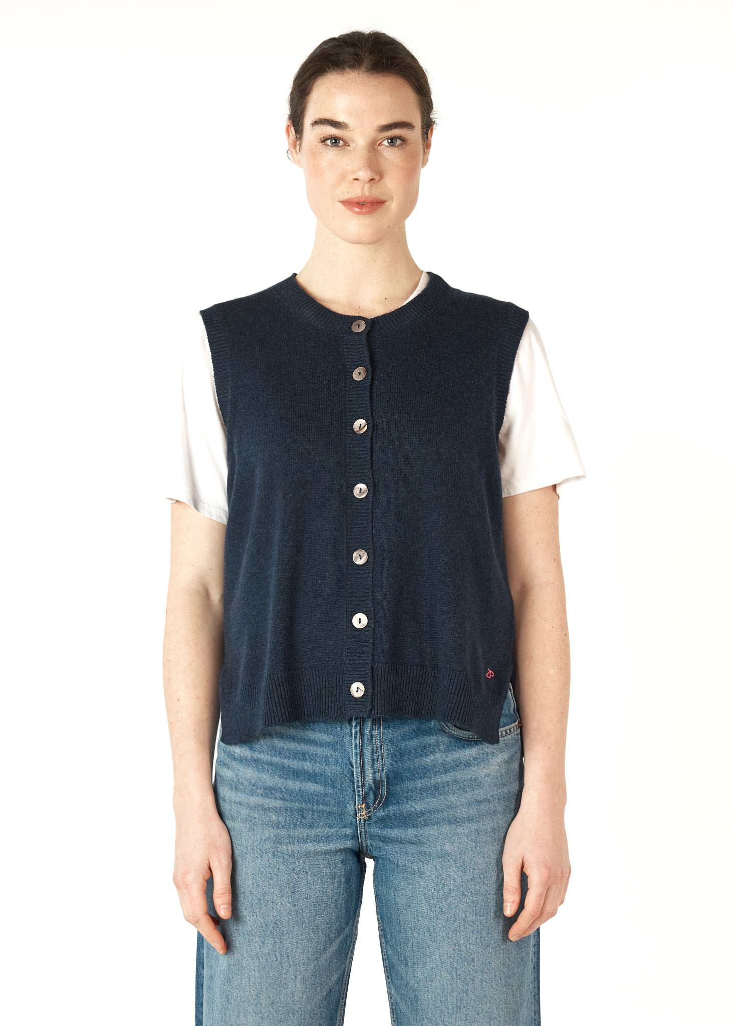 Zaket & Plover Essential Button Vest in Denim