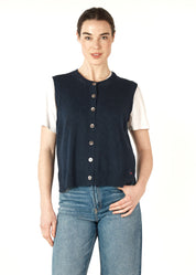 Essential Button Vest- Denim