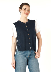 Essential Button Vest- Denim