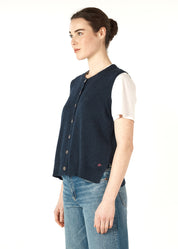 Essential Button Vest- Denim