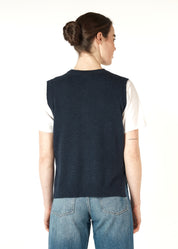 Essential Button Vest- Denim