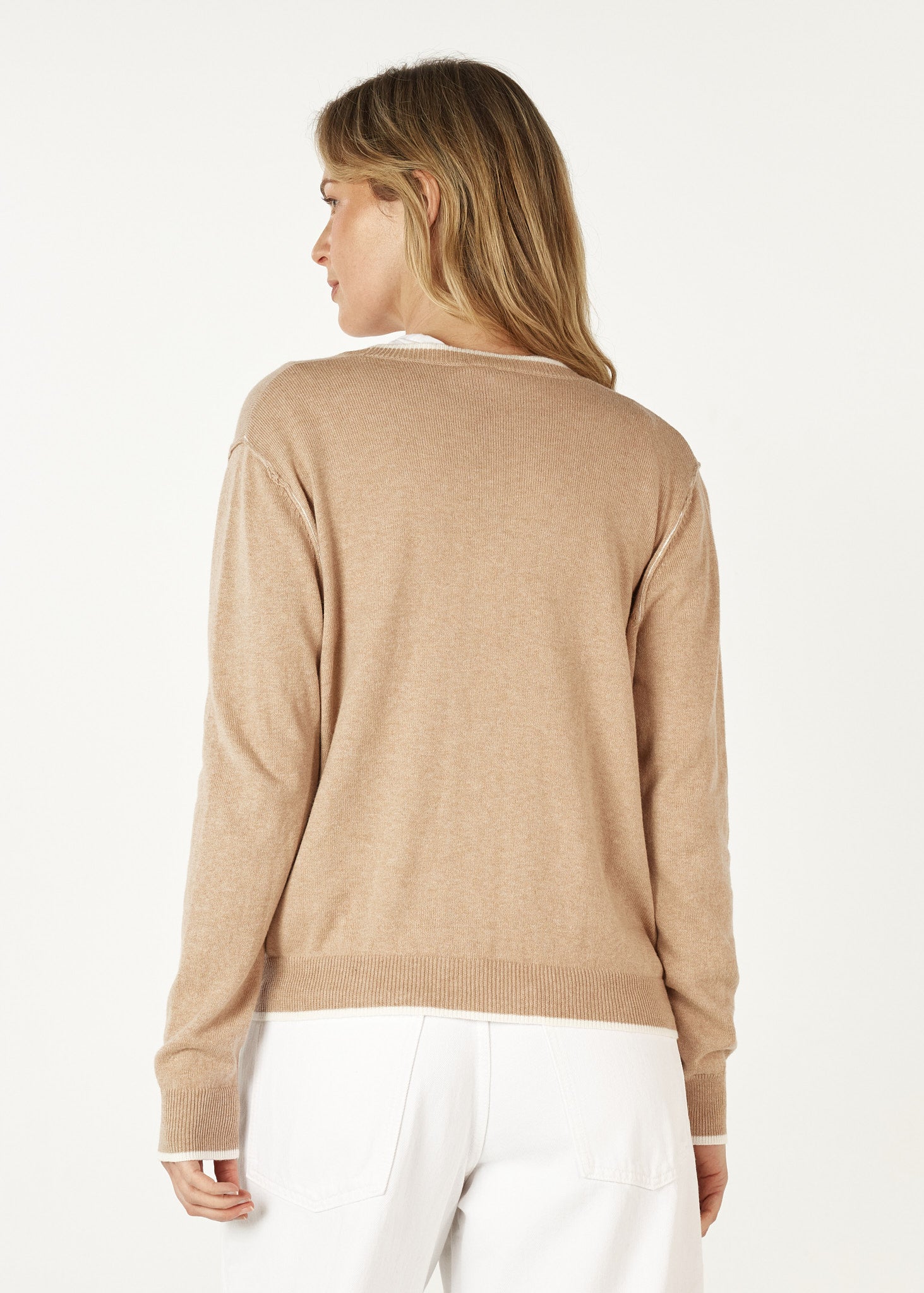 Essential V Cardigan- Oat