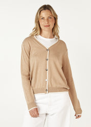 Essential V Cardigan- Oat