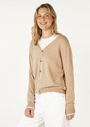 Essential V Cardigan- Oat