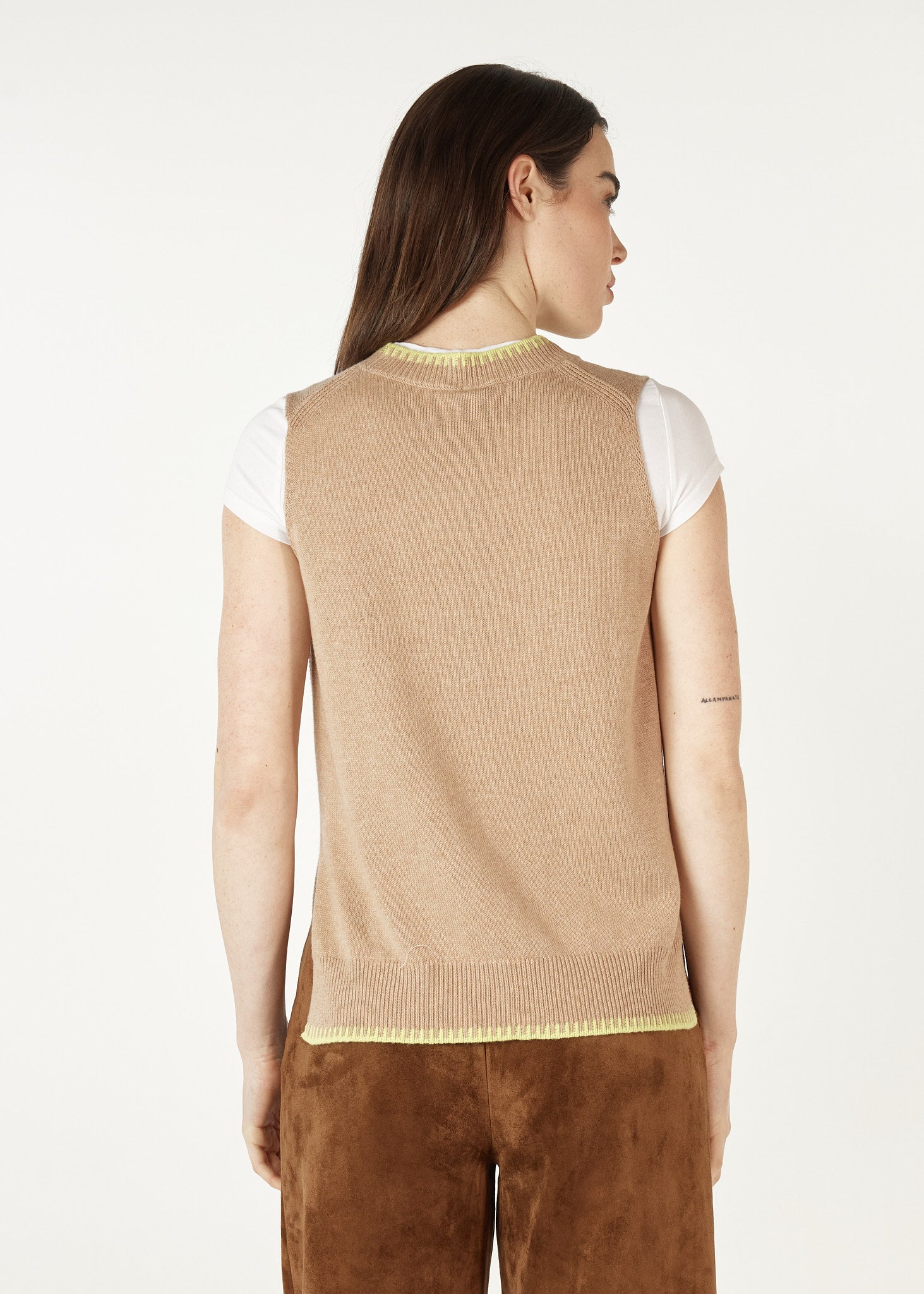 Essential Two Tone Vest- Oat