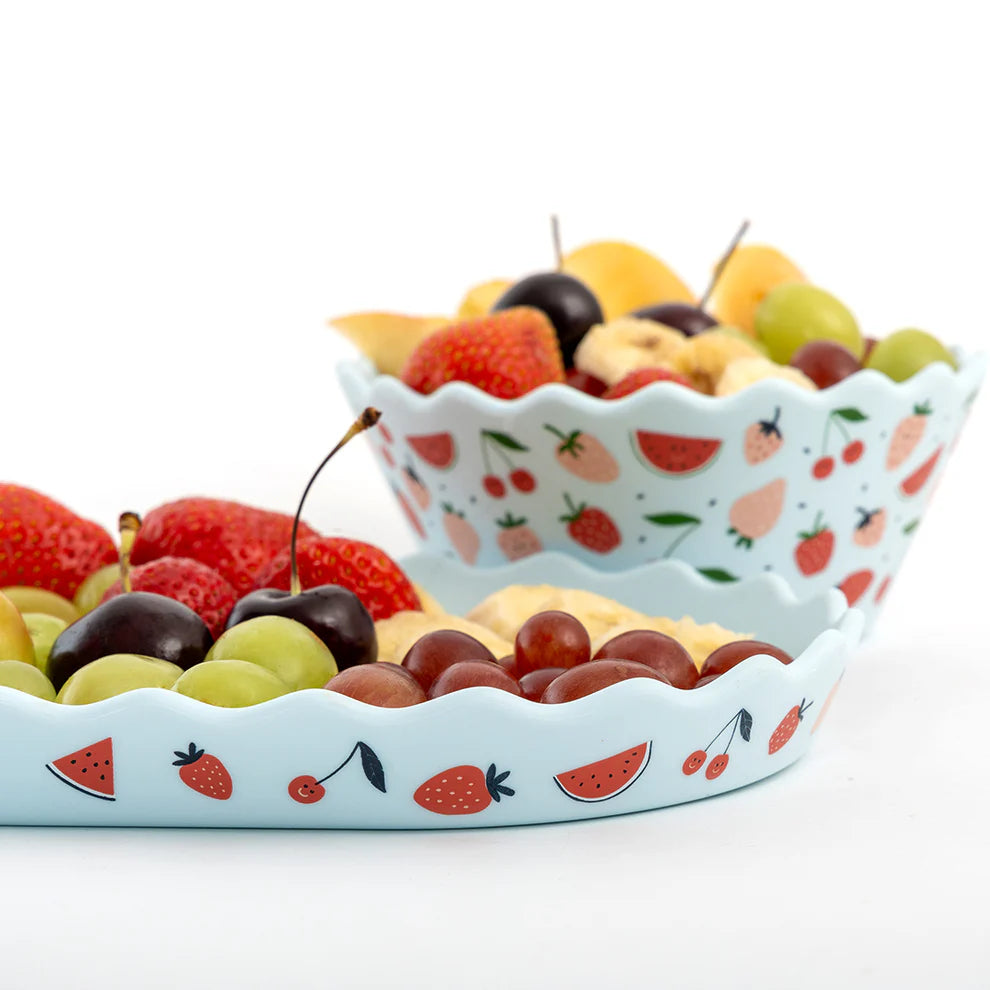 Bowl & Plate Set- Blue Fruits