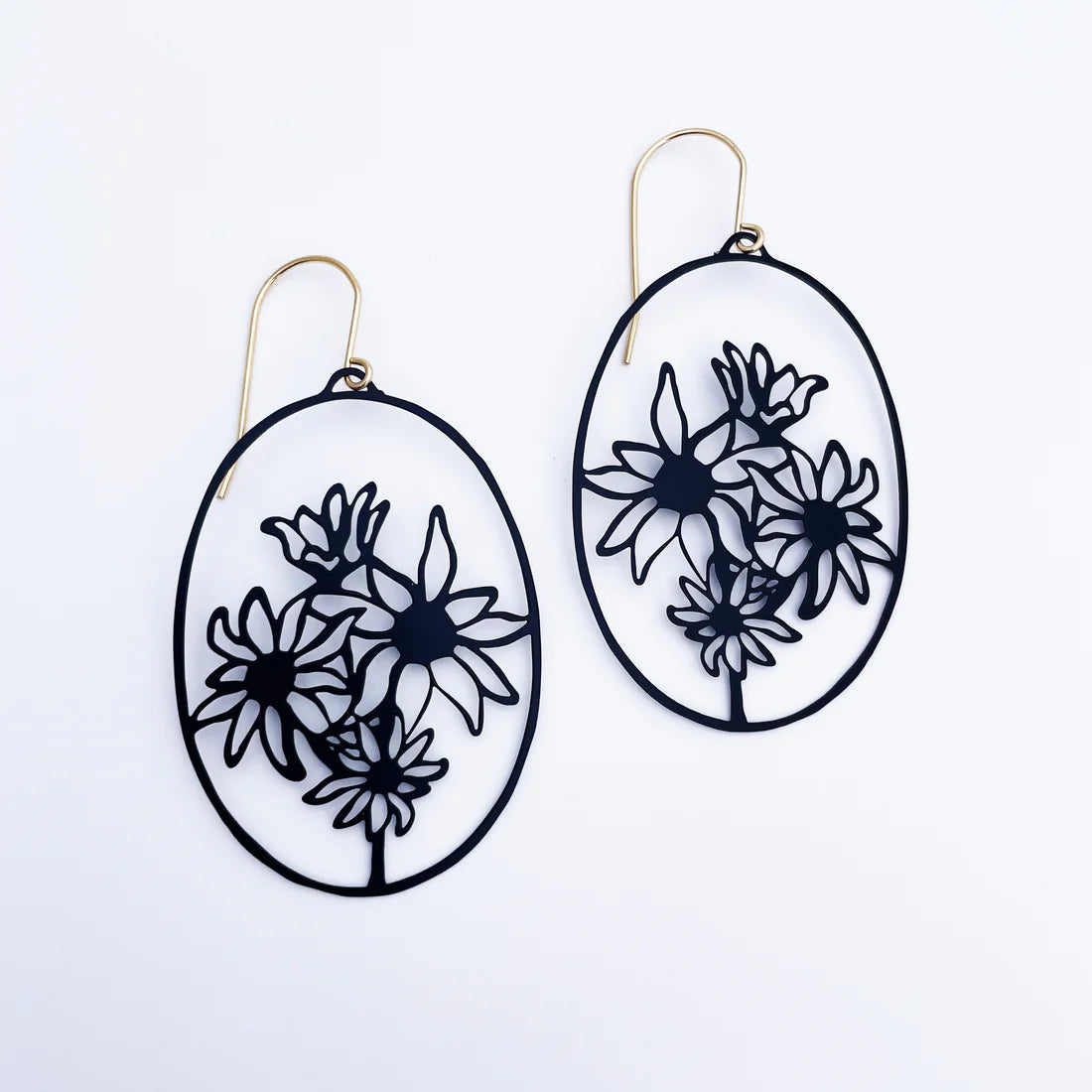 Denz & Co Black Flannel Flower Earrings