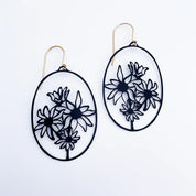 Denz & Co Black Flannel Flower Earrings