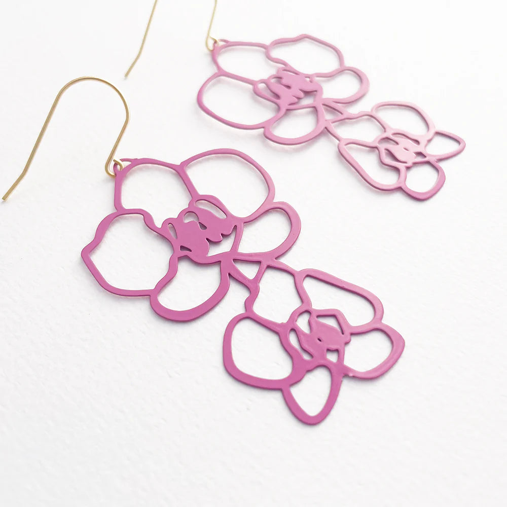 Pink Orchid Dangle Earrings