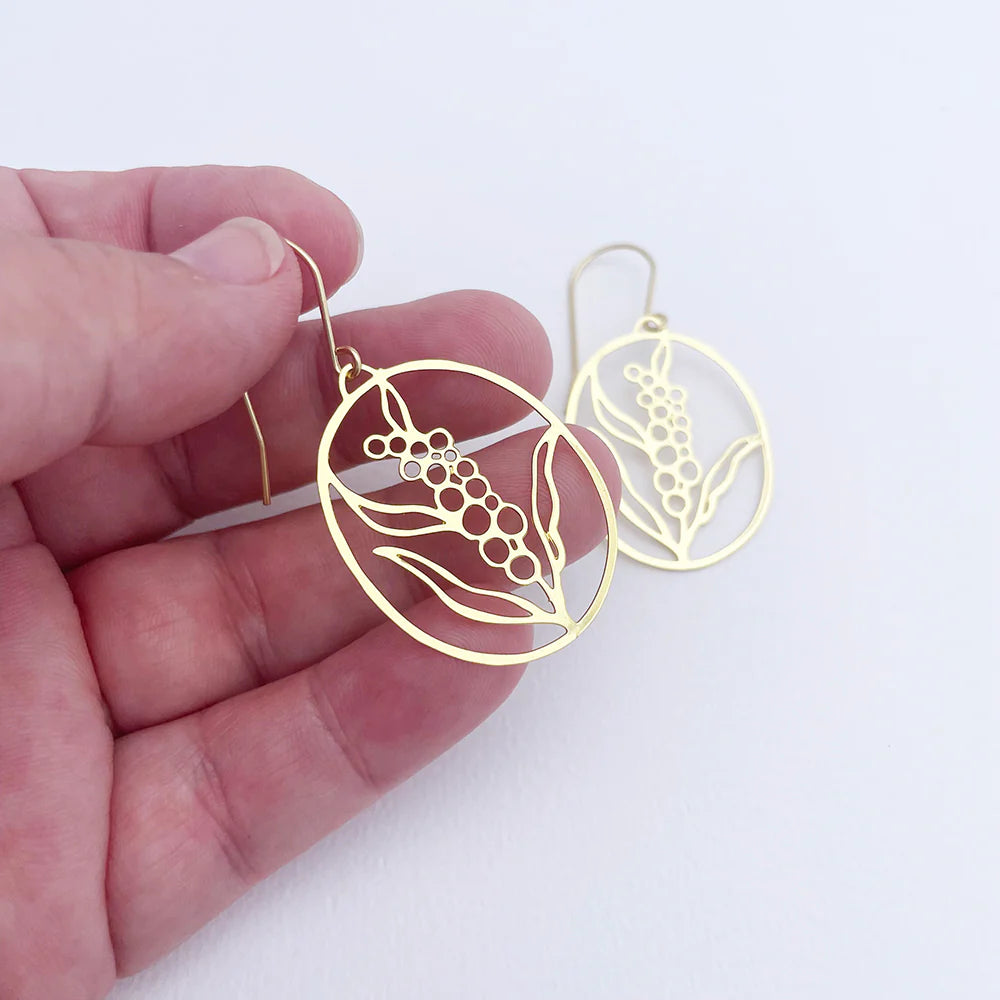 Mini Gold Wattle Earrings